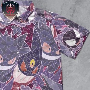 Gengar Line Pokemon Stained Glass For Men And Women Tropical Summer Hawaiian Shirt