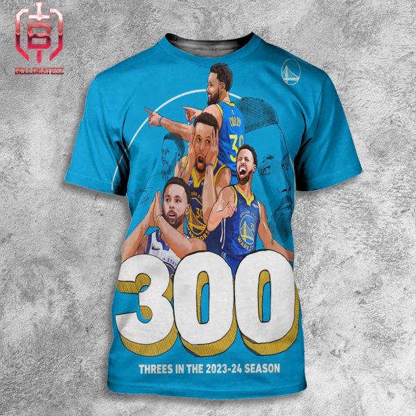 Golden State Warriors Stephen Curry Has Reached 300 Threes In A Season For The Fifth Time In His Career NBA All Over Print Shirt