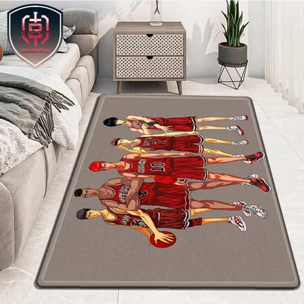 Grey Slam Dunk Cool Starter Player Shohoku High Before Match Washable Living Room Kitchen Carpet Rug