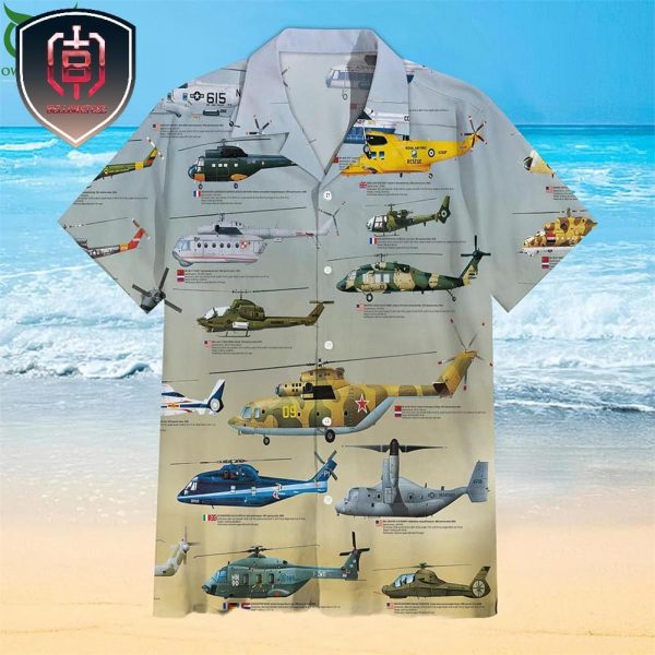 Helicopter Globe Military Collection For Men And Women Tropical Summer Hawaiian Shirt