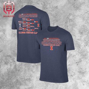 Illinois Fighting Illini 2024 Big Ten Men’s Basketball Conference Tournament Champions Bracket Double Sides Unisex T-Shirt