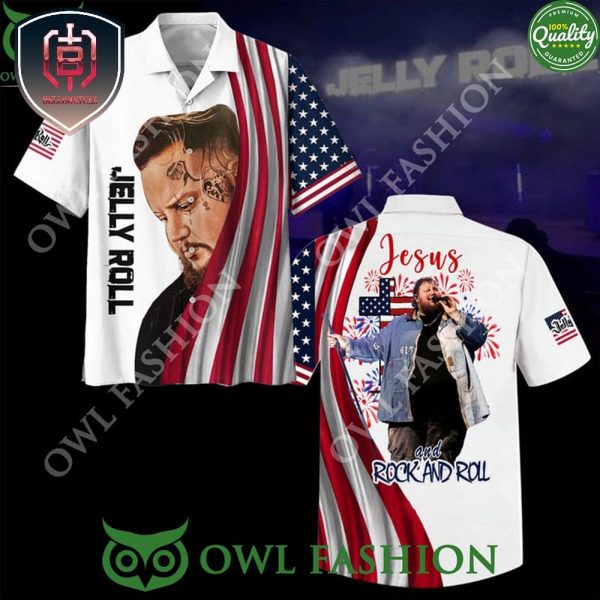 Jelly Rol Rock and Roll Jesus Love USA For Men And Women Tropical Summer Hawaiian Shirt