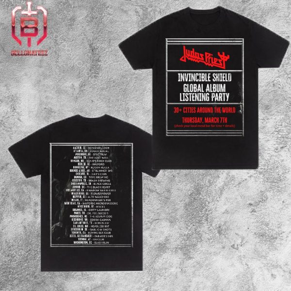 Judas Priest Invincible Shield Global Album Listening Party On Thursday March 7th Unisex T-Shirt