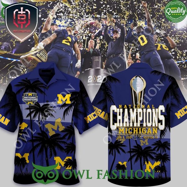 Michigan Wolverines football 2023 NATIONAL CHAMPIONSHIP Blue For Men And Women Tropical Summer Hawaiian Shirt