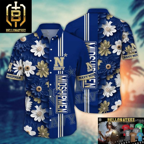 Navy Midshipmen NCAA Flower Aloha Hawaiian Shirt For Men And Women