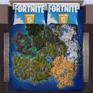 New Chapter 5 Season 2 Map Fornite Royal Battle With Some New Regions Duvet And Cover Bedding Set