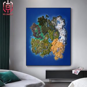 New Chapter 5 Season 2 Map Fortnite Royal Battle With Some New Regions Home Decor Poster Canvas