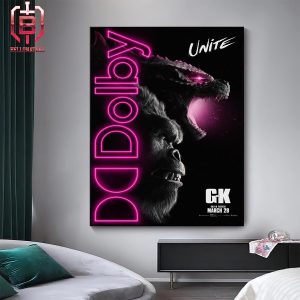 New Dark And Pink Poster For Godzilla x Kong The New Empire Unite In Theaters On March 29 Home Decor Poster Canvas