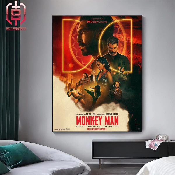 New Poster For Monkey Man Dolby Cinema Releasing In Theaters On April 5 Home Decor Poster Canvas