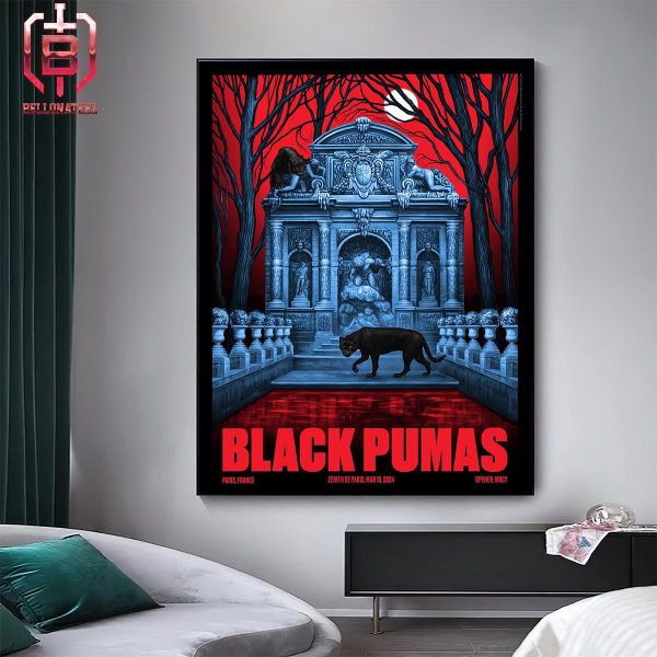 New Poster For The European Tour Of Black Pumas Start At Paris France On March 15th 2024 Home Decor Poster Canvas