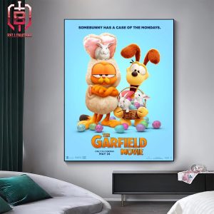 New Poster For The Garfield Movie Somebunny Has A Case On The Mondays Releasing In Theaters On May 24 Home Decor Poster Canvas