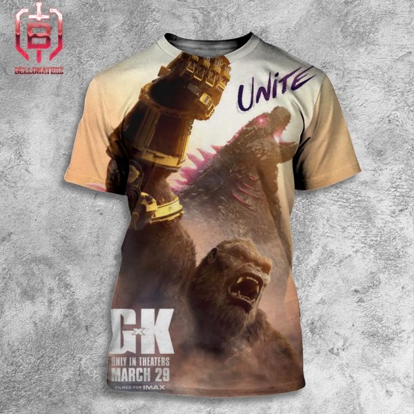 New Unite Poster For Godzilla X Kong The New Empire Releasing In Theaters On March 29 All Over Print Shirt