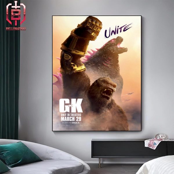 New Unite Poster For Godzilla X Kong The New Empire Releasing In Theaters On March 29 Home Decor Poster Canvas