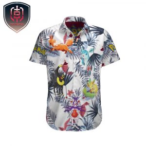 Pokemon All Eevee Evolution Types Tropical White Aloha Style For Summer Vacation Hawaiian Shirt