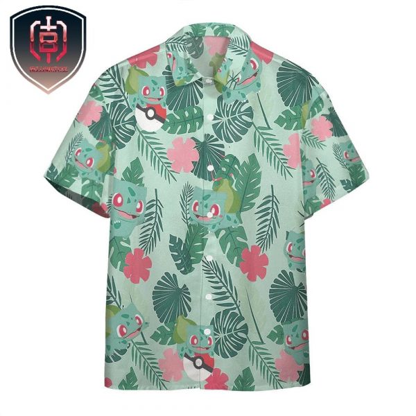 Pokemon Trendy Bulbasaur Tropical Green Aloha Style For Summer Vacation Hawaiian Shirt