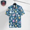 Pokemon Water Pokemon Oshawott Squirtle Totodile Pattern Blue Aloha Style For Summer Vacation Hawaiian Shirt
