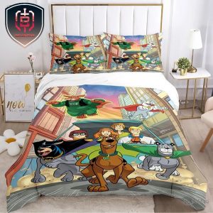 Scooby Doo With Super Dog Team Funny Cartoon Movie Full Size Bed Set For Kid And Teenage Bedding Set