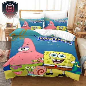 SpongeBob Squarepants With Patrick Star Funny Cute Duvet Cover And Pillowcase For Kid And Family Bedroom Bedding Set