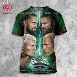 The Biggest Tag Team Match Ever At WrestleMania The Rock And WWE Roman Reigns Versus Cody Rhodes And Seth Rollins Live In Philly All Over Print Shirt