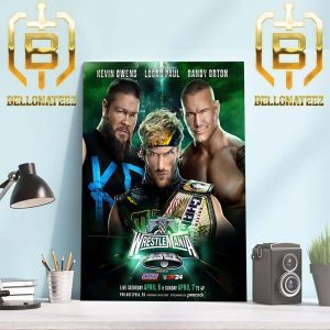 United States Champion Logan Paul Vs Randy Orton And Kevin Owens In A Triple Threat Match At WWE Wrestlemania XL Home Decor Poster Canvas