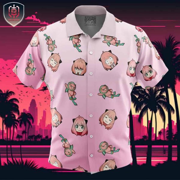Anya Pattern Spy x Family Beach Wear Aloha Style For Men And Women Button Up Hawaiian Shirt