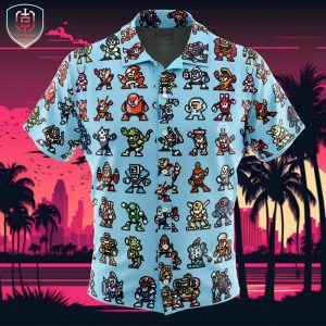 Badguys Mega Man Beach Wear Aloha Style For Men And Women Button Up Hawaiian Shirt