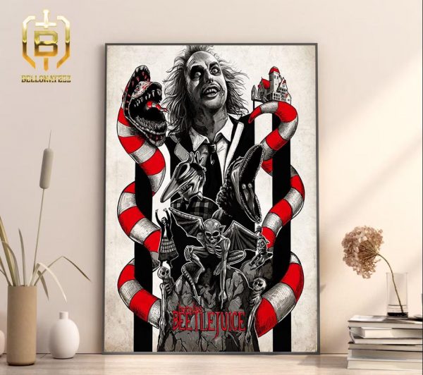 Beetlejuice Here Lies Horror Comedy Movie Michael Keaton Home Decor Poster Canvas