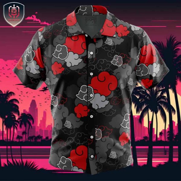 Black Aloha Akatsuki Naruto Beach Wear Aloha Style For Men And Women Button Up Hawaiian Shirt