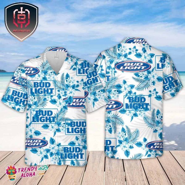 Bud Light Hawaiian Flowers Pattern Shirt Hawaiian Beer Lover Shirt Classic Flowers Beer Aloha Shirt