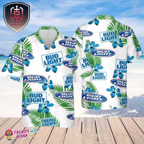 Bud Light Hawaiian Hibiscus Flower PatternTropical Beach Shirt Hawaiian Flower Shirt Hawaiian Beer Shirt