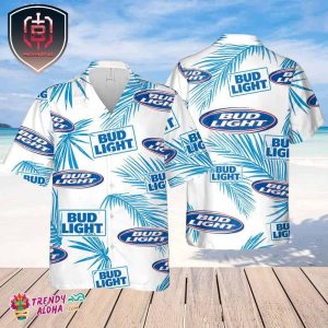 Bud Light Hawaiian Palm Leaves Pattern Shirt Beer Summer Party Hawaiian Shirt Schlitz Beer Shirt