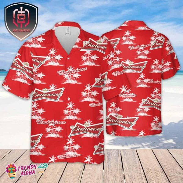 Budweiser Hawaiian Coconut Island Pattern Hawaiian Beer Lover Shirt Classic Flowers Beer Aloha Shirt