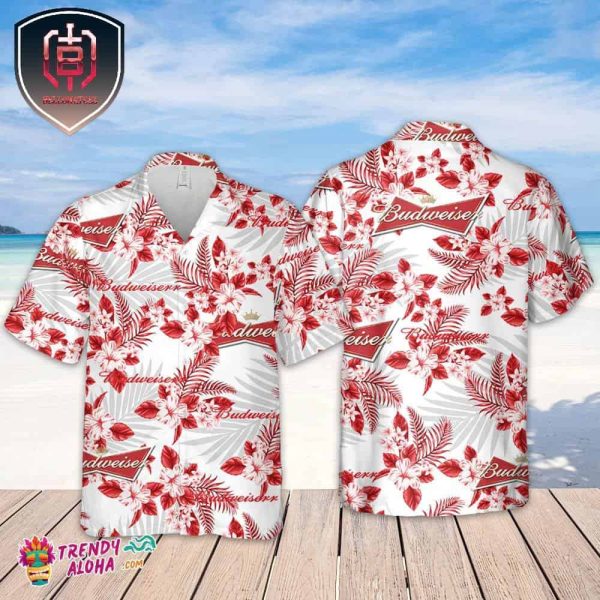 Budweiser Hawaiian Flowers Pattern Shirt Hawaiian Beer Lover Shirt Classic Flowers Beer Aloha Shirt