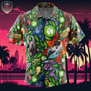 Bug Type Pokemon Pokemon Beach Wear Aloha Style For Men And Women Button Up Hawaiian Shirt