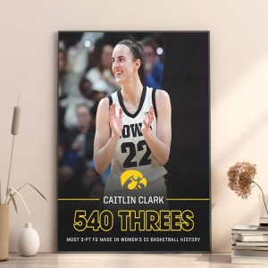 Caitlin Clark Iowa Hawkeyes Most 3-Point Made In NCAA WBB History Home Decor Poster Canvas