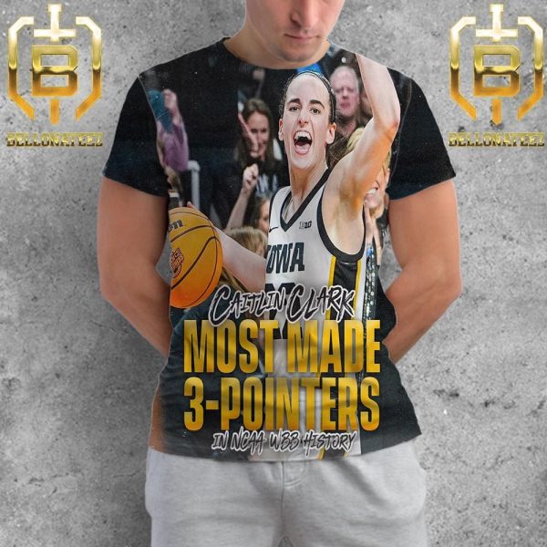 Caitlin Clark Most Made 3-Pointers In NCAA WBB History All Over Print Shirt