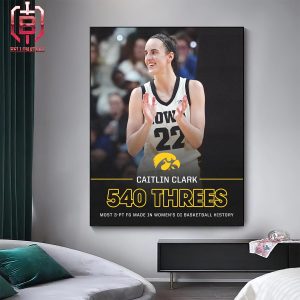 Caitlin Clark With 540 Threes Is The Most 3-Pt FG Made In Women’s Divison 1 Basketball History Home Decor Poster Canvas