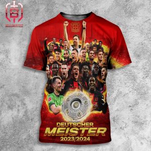 Celebration Bayer 04 Leverkusen Deutscher Meister 2023-2024 All Over Print Shirt
