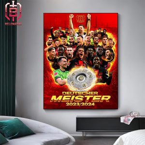 Celebration Bayer 04 Leverkusen Deutscher Meister 2023-2024 Home Decor Poster Canvas
