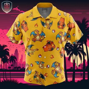 Charizard Pattern Pokemon Beach Wear Aloha Style For Men And Women Button Up Hawaiian Shirt