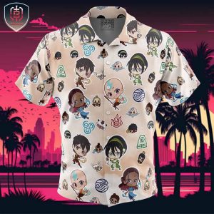 Chibi Avatar Airbender Pattern Beach Wear Aloha Style For Men And Women Button Up Hawaiian Shirt