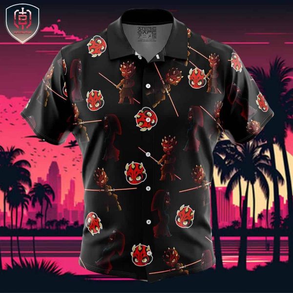 Chibi Darth Maul Pattern Star Wars Pattern Beach Wear Aloha Style For Men And Women Button Up Hawaiian Shirt