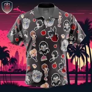 Chibi Death Note Pattern Beach Wear Aloha Style For Men And Women Button Up Hawaiian Shirt
