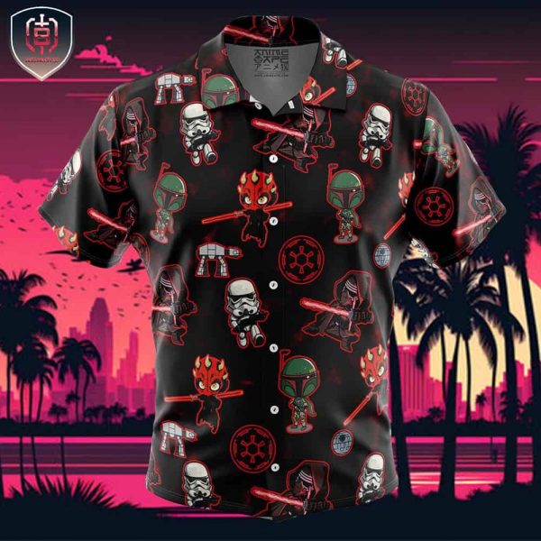Chibi Sith Galactic Empire Star Wars Pattern Beach Wear Aloha Style For Men And Women Button Up Hawaiian Shirt