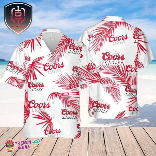Coors Light Hawaiian Palm Leaves Pattern Shirt Beer Summer Party Hawaiian Shirt Coors Light Beer Shirt
