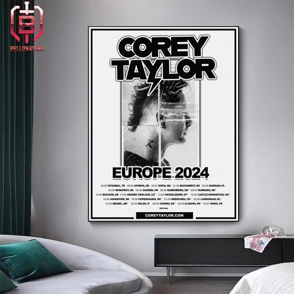 Corey Taylor Rock Tour Europe 2024 Start From May 26th At Instanbul Home Decor Poster Canvas