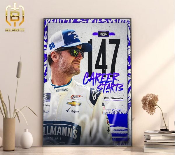 Dale Earnhardt Jr. 147 Career Starts Xfinity Series NASCAR Home Decor Poster Canvas