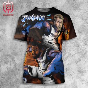 Dallas Marvericks Poster For National Super Hero Day Luka Doncic And Kyrie Irving All Over Print Shirt