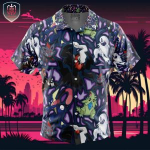 Dark Type Pokemon Pokemon Beach Wear Aloha Style For Men And Women Button Up Hawaiian Shirt