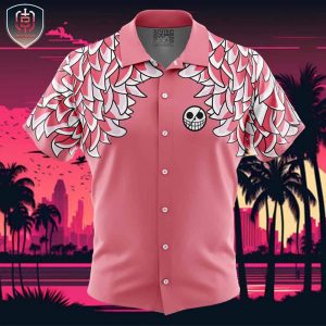 Doflamingo Pattern One Piece Beach Wear Aloha Style For Men And Women Button Up Hawaiian Shirt